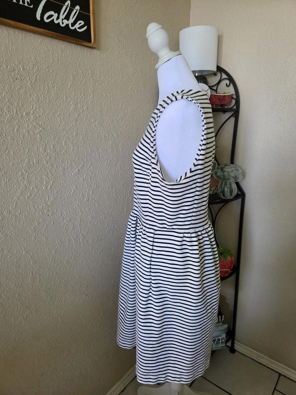 J. Crew Black and White Striped Sleeveless Dress